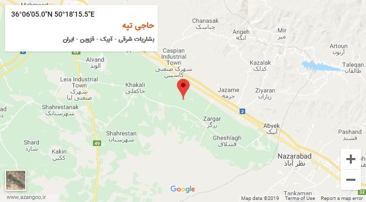 روستای حاجی تپه بر روی نقشه