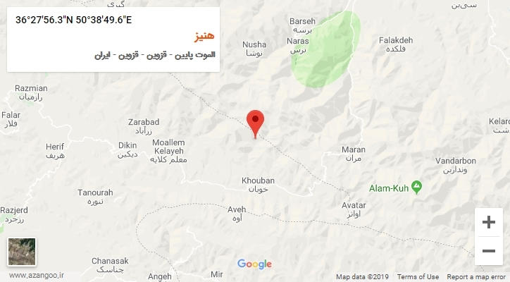 روستای هنیز بر روی نقشه