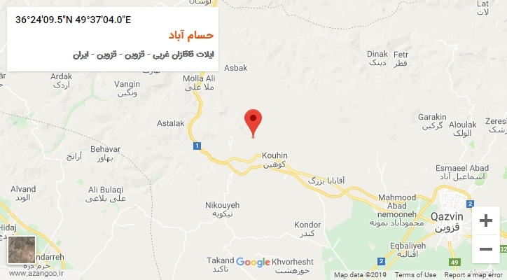 روستای حسام آباد بر روی نقشه