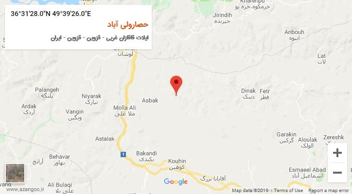 روستای حصارولی آباد بر روی نقشه