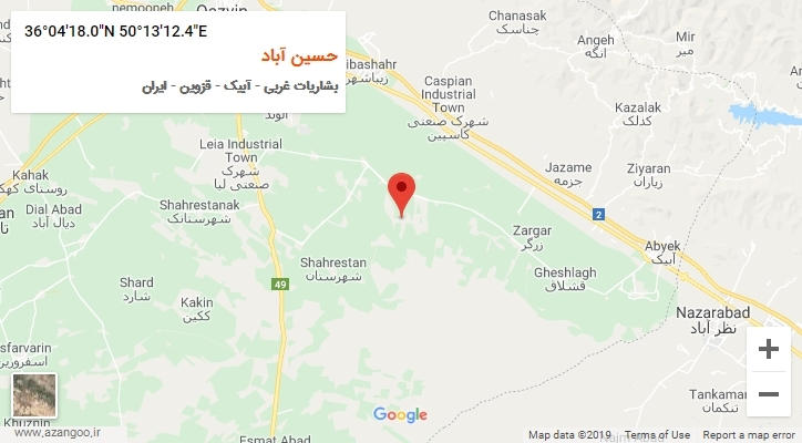 روستای حسین آباد بر روی نقشه