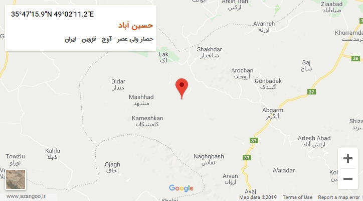 روستای حسین آباد بر روی نقشه