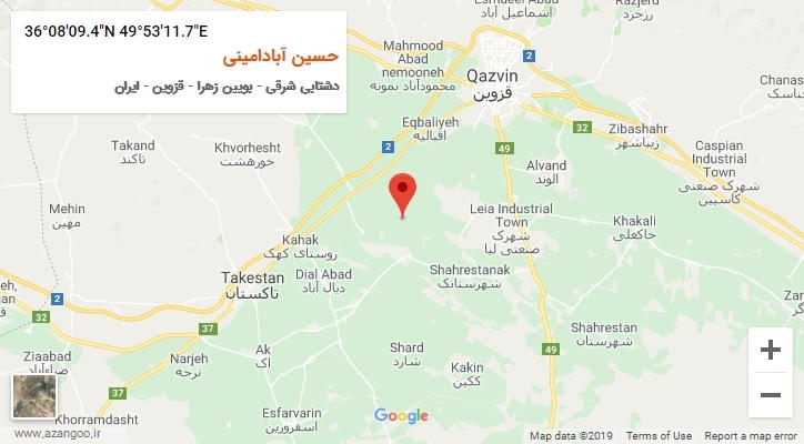 روستای حسین آبادامینی بر روی نقشه