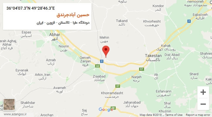 روستای حسین آبادجرندق بر روی نقشه