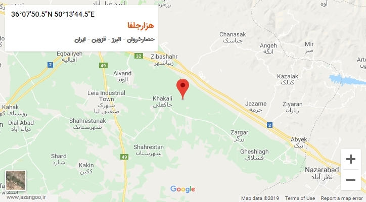 روستای هزارجلفا بر روی نقشه
