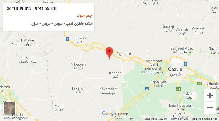 روستای جم جرد بر روی نقشه