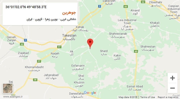 روستای جوهرین بر روی نقشه