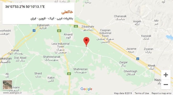 روستای خاکعلی بر روی نقشه