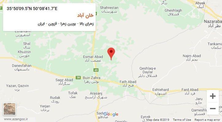 روستای خان آباد بر روی نقشه