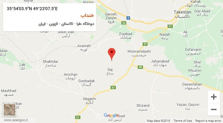 روستای خنداب بر روی نقشه