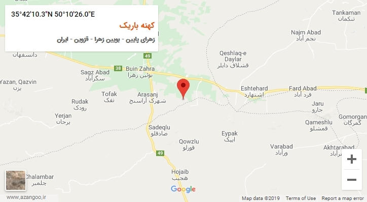 روستای کهنه باریک بر روی نقشه