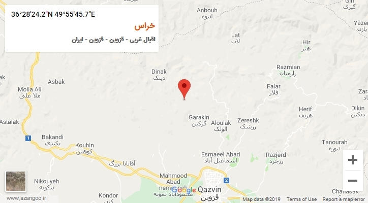 روستای خراس بر روی نقشه