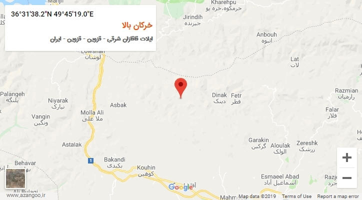 روستای خرکان بالا بر روی نقشه