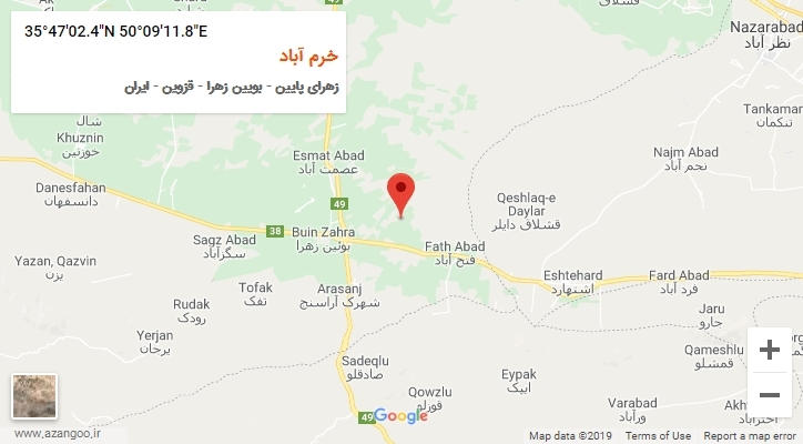 روستای خرم آباد بر روی نقشه