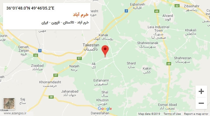 روستای خرم آباد بر روی نقشه