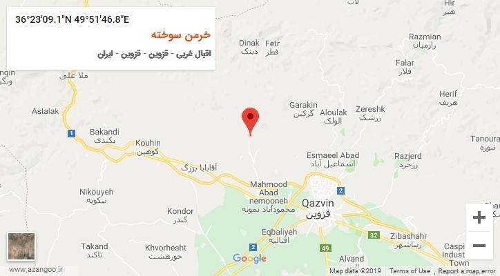 روستای خرمن سوخته بر روی نقشه