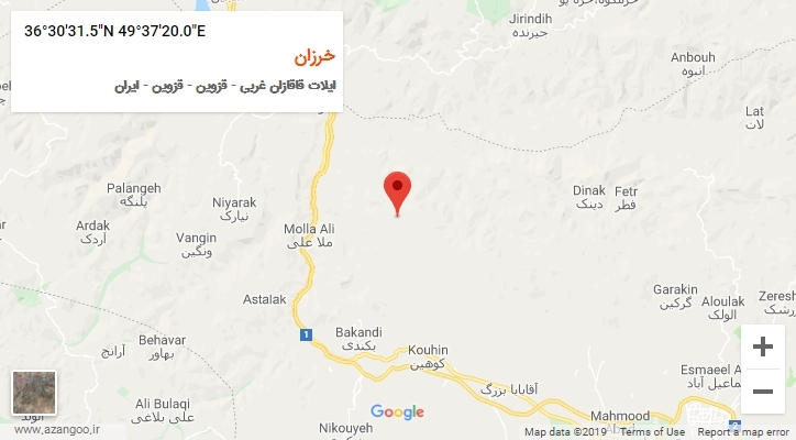 روستای خرزان بر روی نقشه
