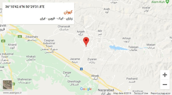 روستای کهوان بر روی نقشه