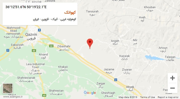روستای کهوانک بر روی نقشه