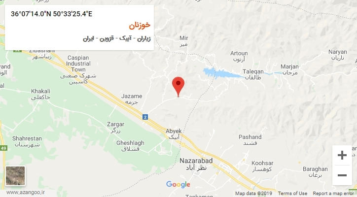 روستای خوزنان بر روی نقشه