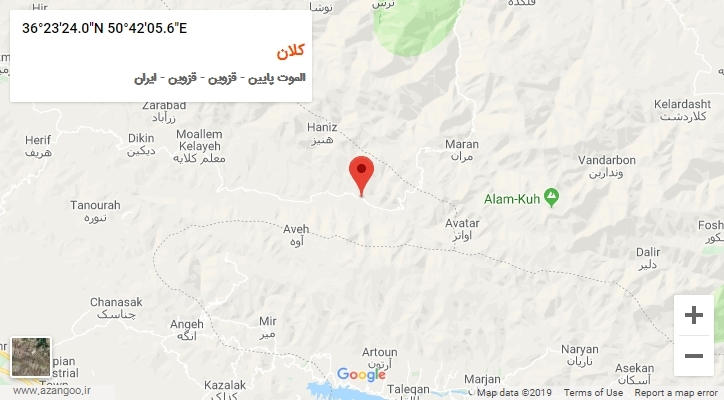 روستای کلان بر روی نقشه