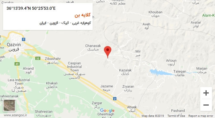 روستای کلایه بن بر روی نقشه