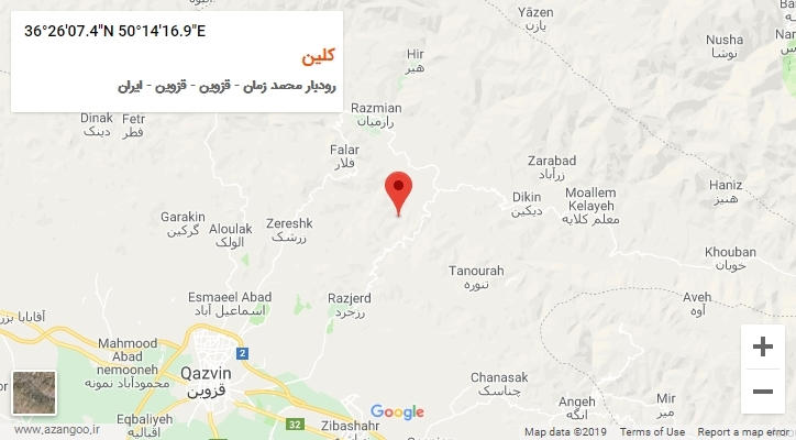 روستای کلین بر روی نقشه
