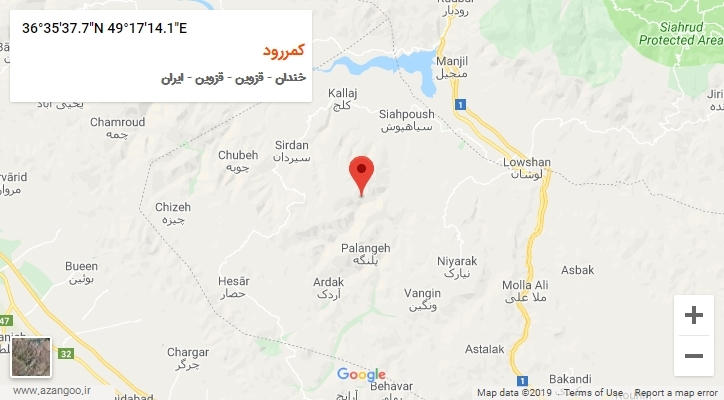 روستای کمررود بر روی نقشه