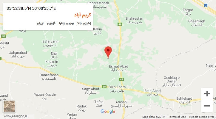 روستای کریم آباد بر روی نقشه