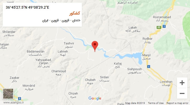 روستای کشکور بر روی نقشه