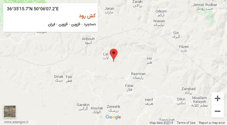 روستای کش رود بر روی نقشه