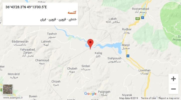 روستای کتسه بر روی نقشه