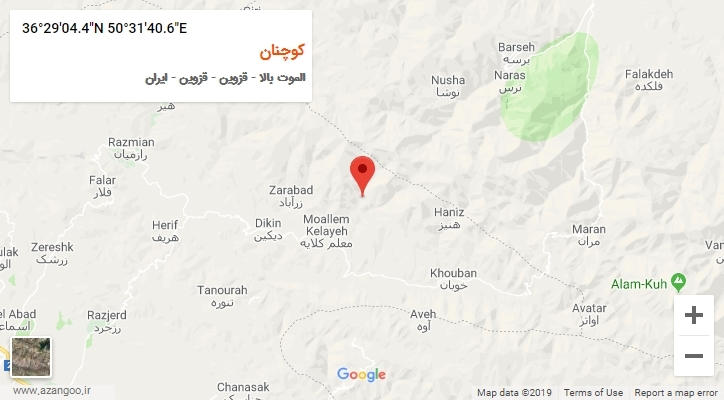 روستای کوچنان بر روی نقشه