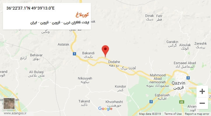 روستای کوربلاغ بر روی نقشه