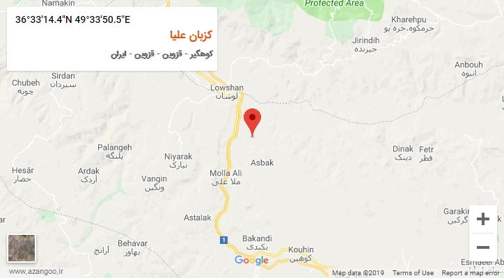 روستای کزبان علیا بر روی نقشه