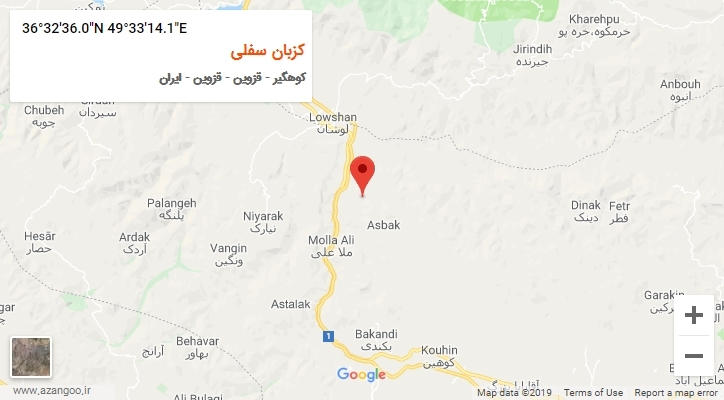 روستای کزبان سفلی بر روی نقشه