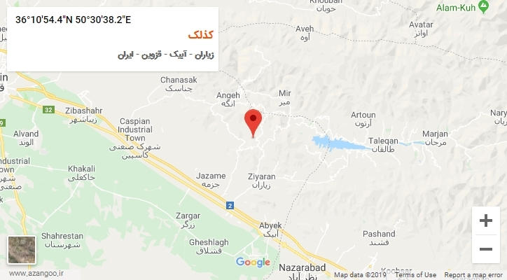 روستای کذلک بر روی نقشه