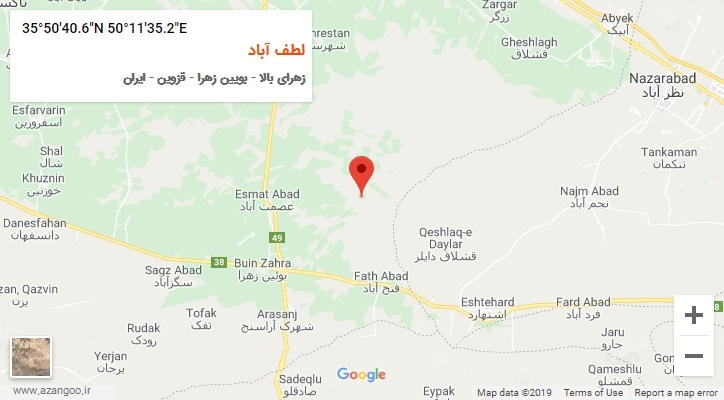 روستای لطف آباد بر روی نقشه