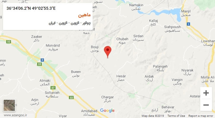 روستای ماهین بر روی نقشه