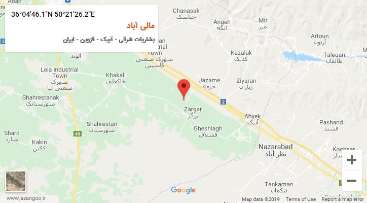 روستای مالی آباد بر روی نقشه