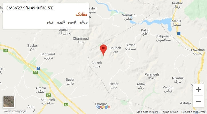 روستای مقانک بر روی نقشه