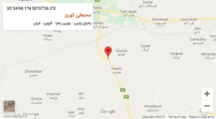 روستای محبعلی کهریز بر روی نقشه