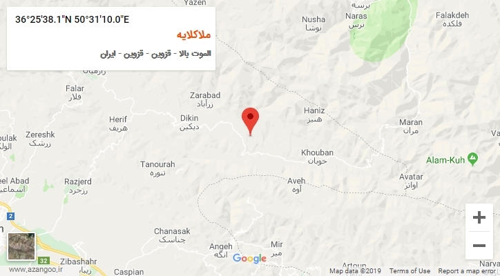 روستای ملاکلایه بر روی نقشه