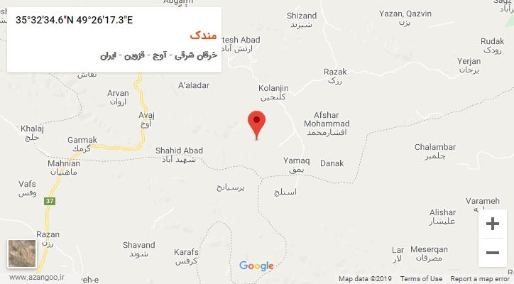 روستای مندک بر روی نقشه