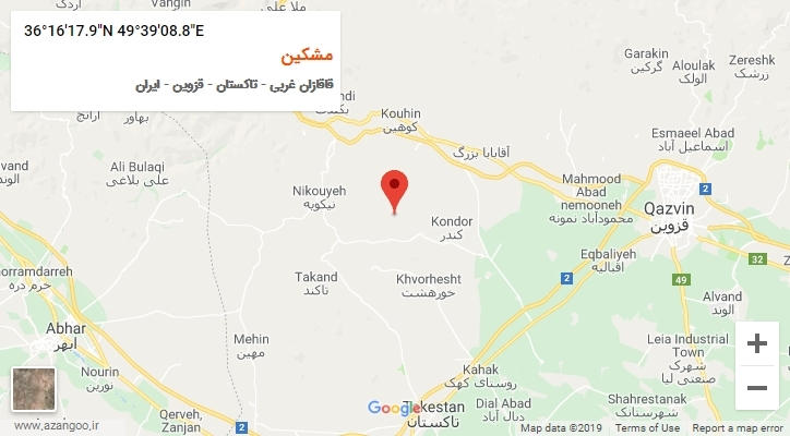روستای مشکین بر روی نقشه