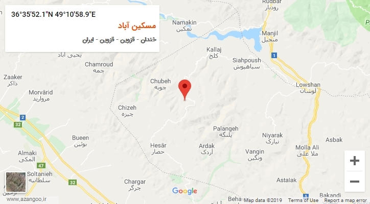 روستای مسکین آباد بر روی نقشه
