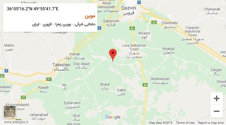 روستای موین بر روی نقشه
