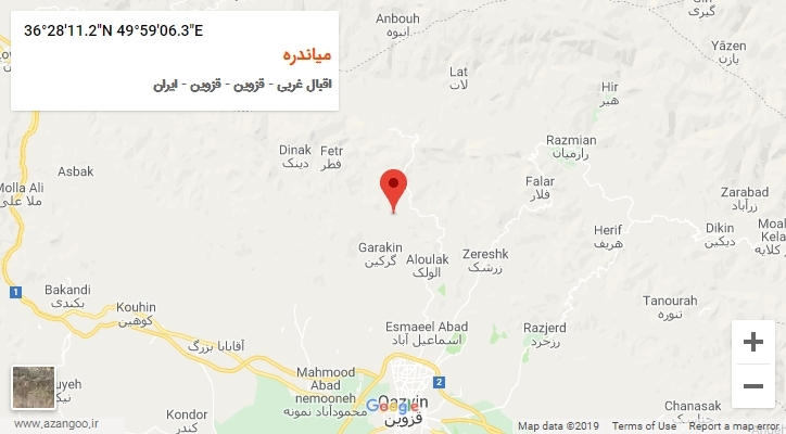 روستای میاندره بر روی نقشه