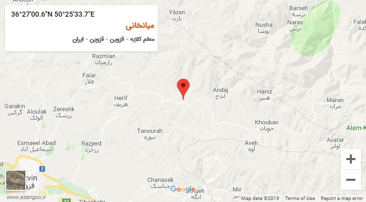 روستای میانخانی بر روی نقشه