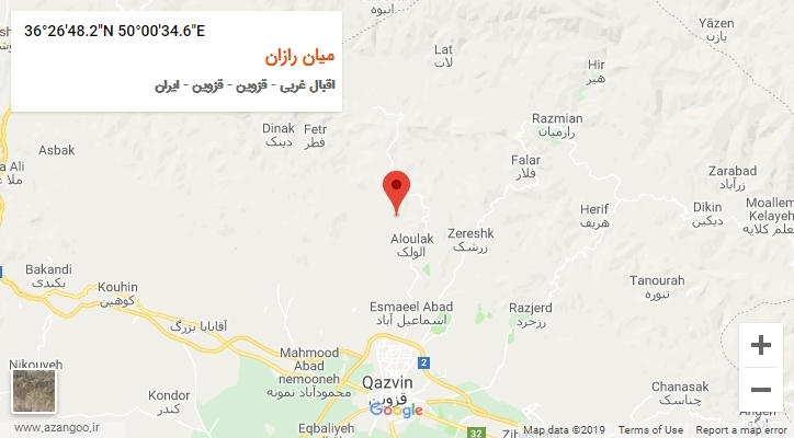 روستای میان رازان بر روی نقشه